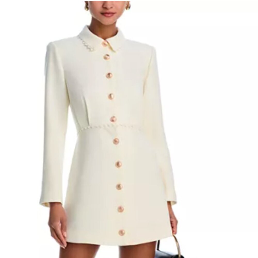Aqua Ivory Button-Front Long Sleeve Dress